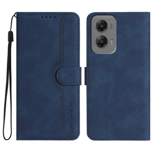 For Motorola Moto G Stylus 5G 2024 Heart Pattern Skin Feel Leather Phone Case(Royal Blue) by buy2fix