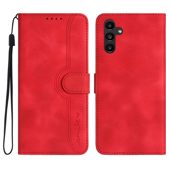 For Samsung Galaxy S23 FE 5G Heart Pattern Skin Feel Leather Phone Case(Red)