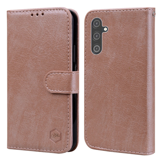 For Samsung Galaxy A25 5G Skin Feeling Oil Leather Texture PU + TPU Phone Case(Champagne)