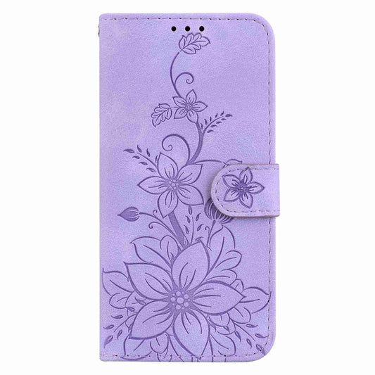 For Xiaomi Redmi Note 13 Pro+ 5G Lily Embossed Leather Phone Case(Purple) - Xiaomi Cases by buy2fix | Online Shopping UK | buy2fix