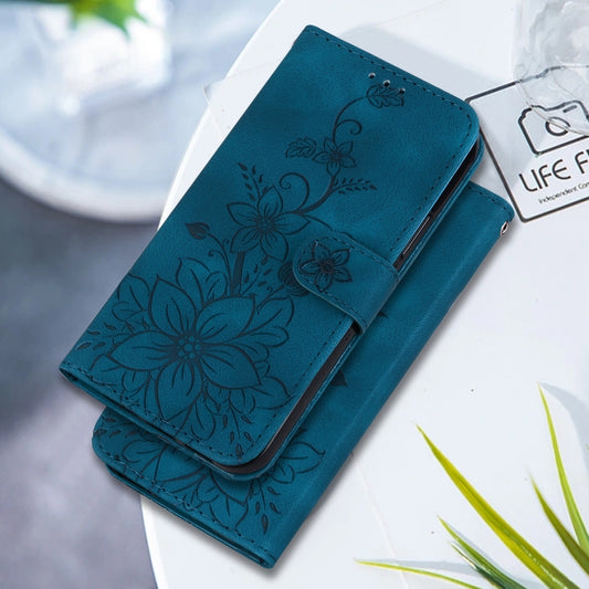 For Xiaomi Redmi Note 13 Pro 4G Lily Embossed Leather Phone Case(Dark Blue) - Xiaomi Cases by buy2fix | Online Shopping UK | buy2fix