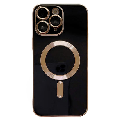 For iPhone 11 Pro Max Magsafe Plating TPU Phone Case with Lens Film(Black) by buy2fix