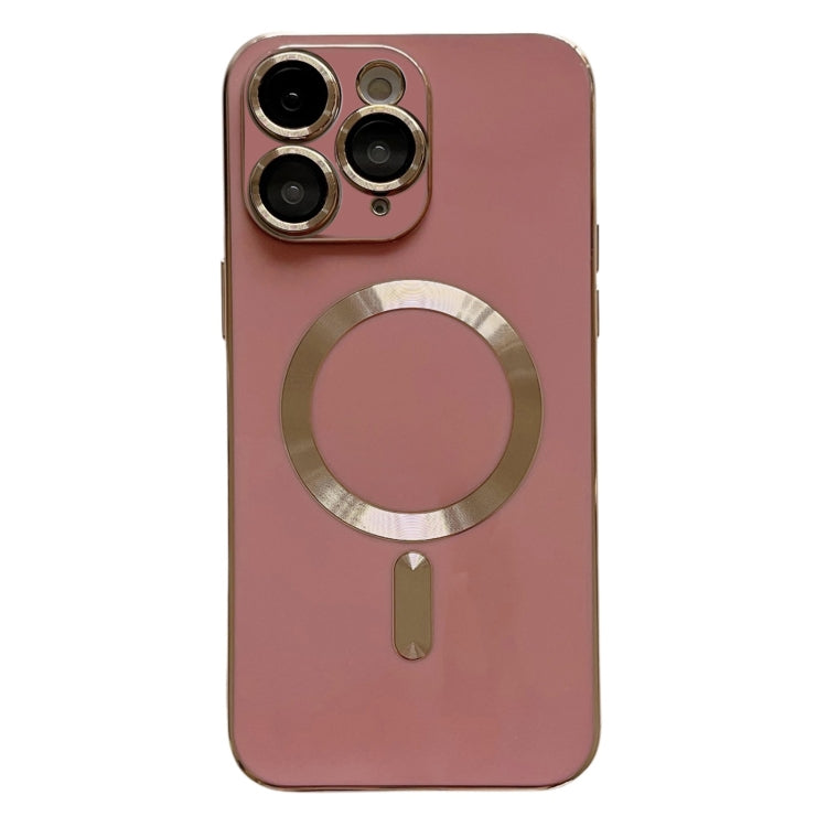 For iPhone 11 Pro Max Magsafe Plating TPU Phone Case with Lens Film(Rose Red) by buy2fix