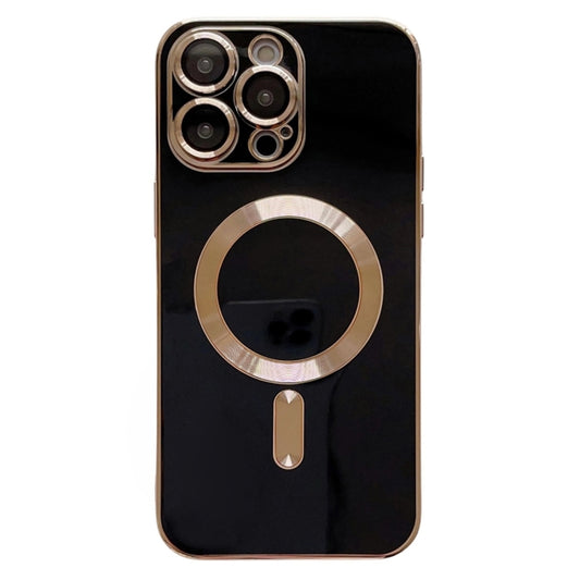 For iPhone 12 Pro Magsafe Plating TPU Phone Case with Lens Film(Black) by buy2fix