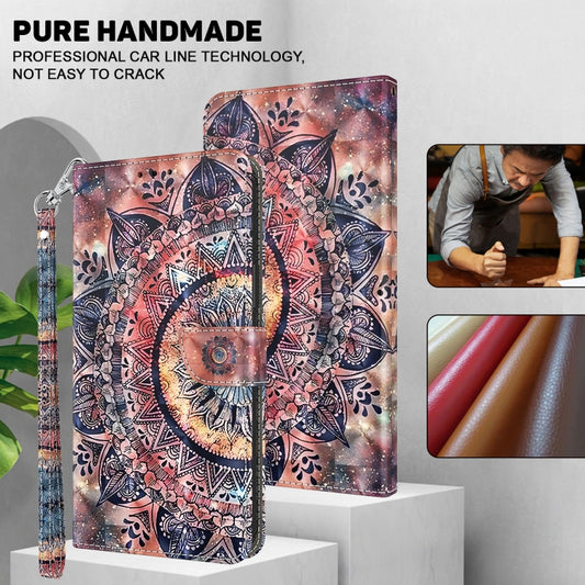 For iPhone 16 Pro 3D Painted Leather Phone Case(Colorful Mandala) by buy2fix