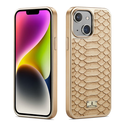 For iPhone 14 Fierre Shann Python Texture Electroplating PU Phone Case(White) - iPhone 14 Cases by FIERRE SHANN | Online Shopping UK | buy2fix