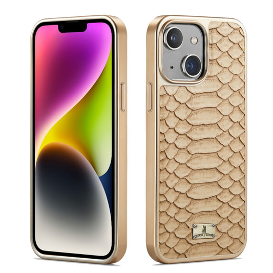 For iPhone 14 Fierre Shann Python Texture Electroplating PU Phone Case(White) - iPhone 14 Cases by FIERRE SHANN | Online Shopping UK | buy2fix