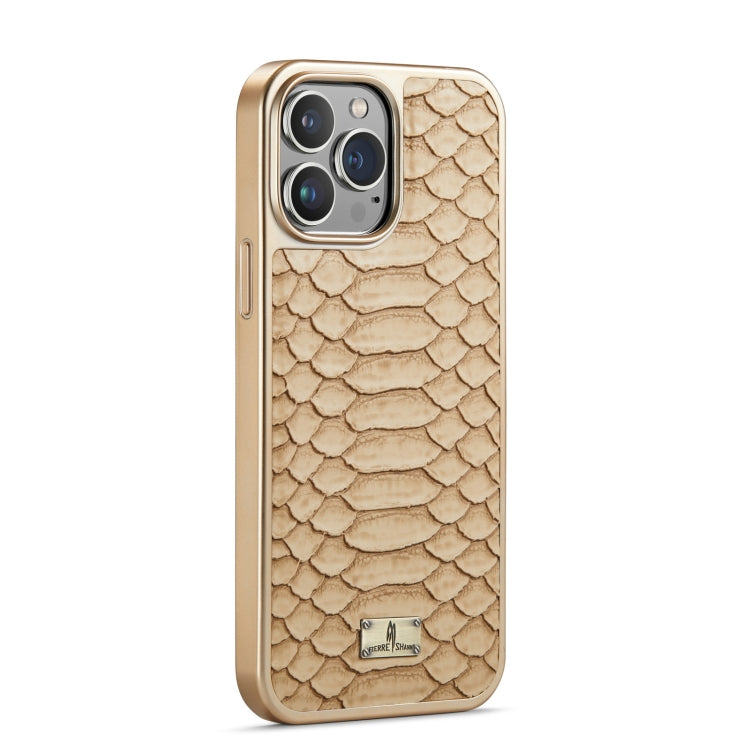 For iPhone 14 Fierre Shann Python Texture Electroplating PU Phone Case(White) - iPhone 14 Cases by FIERRE SHANN | Online Shopping UK | buy2fix