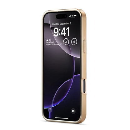 For iPhone 16 Pro Fierre Shann Python Texture Electroplating PU Phone Case(Brown) by FIERRE SHANN