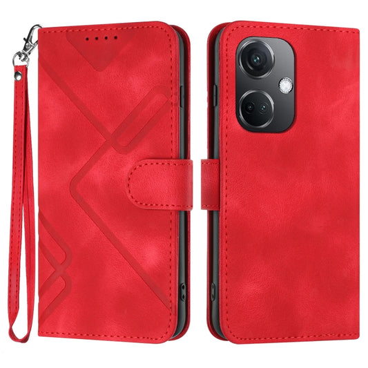For OPPO K11 Line Pattern Skin Feel Leather Phone Case(Red) by buy2fix