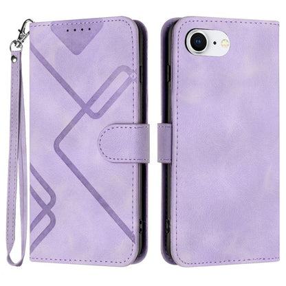 For iPhone 16e Line Pattern Skin Feel Leather Phone Case(Light Purple) by buy2fix