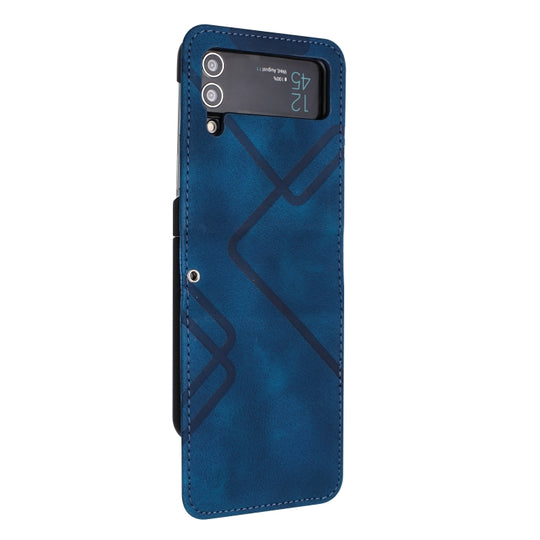 For Samsung Galaxy Z Flip4 Line Pattern Skin Feel Leather Phone Case(Royal Blue)