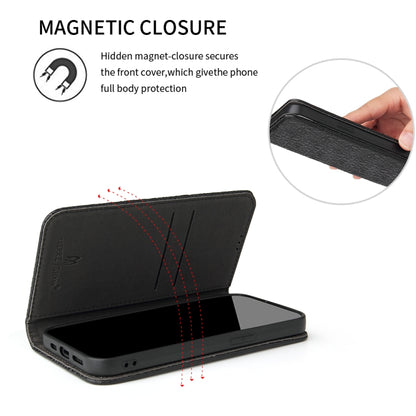 For iPhone 15 Fierre Shann Crocodile Texture Magnetic Genuine Leather Phone Case(Black) - iPhone 15 Cases by FIERRE SHANN | Online Shopping UK | buy2fix