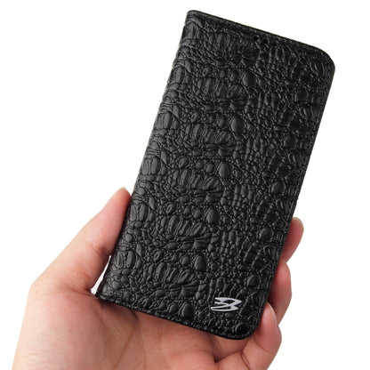 For iPhone 14 Fierre Shann Crocodile Texture Magnetic Genuine Leather Phone Case(Black) - iPhone 14 Cases by FIERRE SHANN | Online Shopping UK | buy2fix