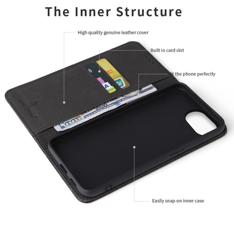 For iPhone 16e Fierre Shann Crocodile Texture Magnetic Genuine Leather Phone Case(Black) - iPhone 16e Cases by FIERRE SHANN | Online Shopping UK | buy2fix