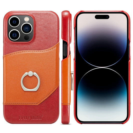 For iPhone 15 Pro Fierre Shann Oil Wax Texture Genuine Leather Back Cover Phone Case(Red) - iPhone 15 Pro Cases by FIERRE SHANN | Online Shopping UK | buy2fix
