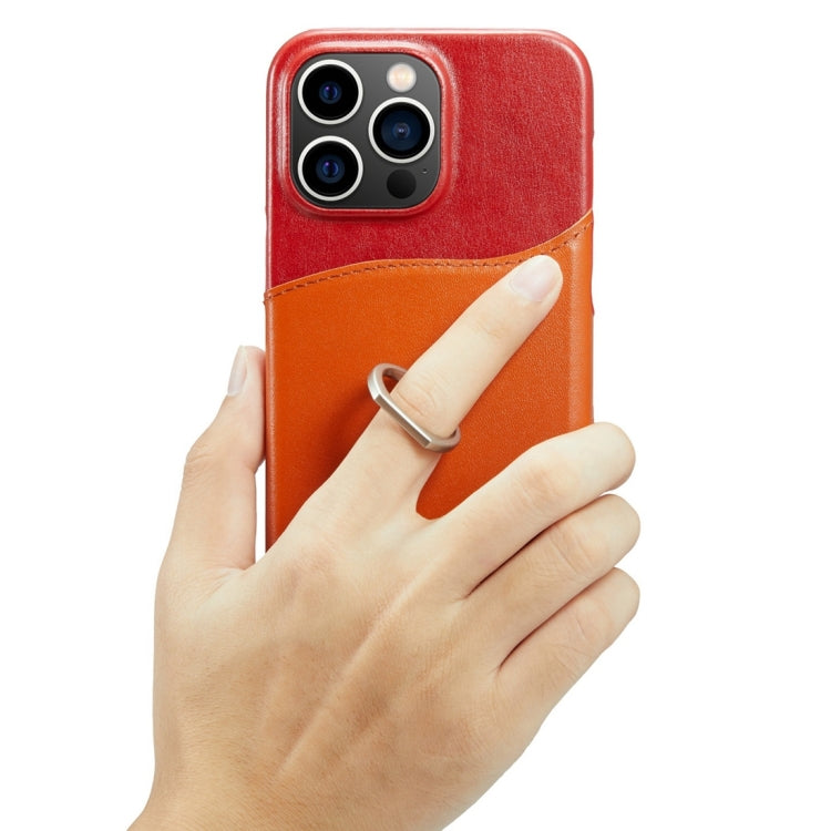 For iPhone 15 Pro Fierre Shann Oil Wax Texture Genuine Leather Back Cover Phone Case(Red) - iPhone 15 Pro Cases by FIERRE SHANN | Online Shopping UK | buy2fix