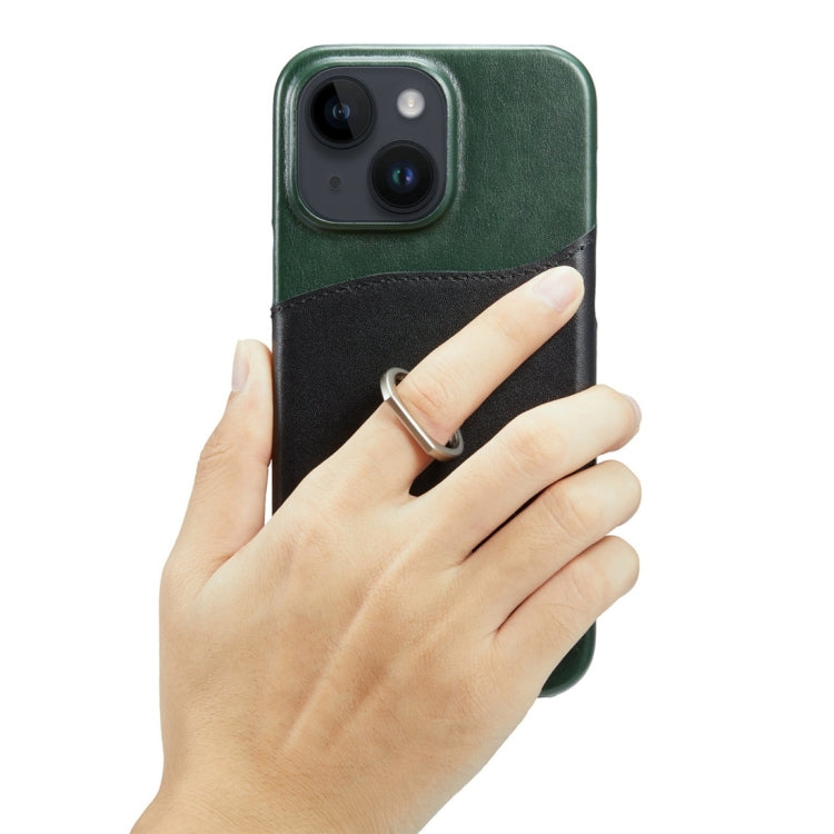 For iPhone 15 Fierre Shann Oil Wax Texture Genuine Leather Back Cover Phone Case(Black) - iPhone 15 Cases by FIERRE SHANN | Online Shopping UK | buy2fix
