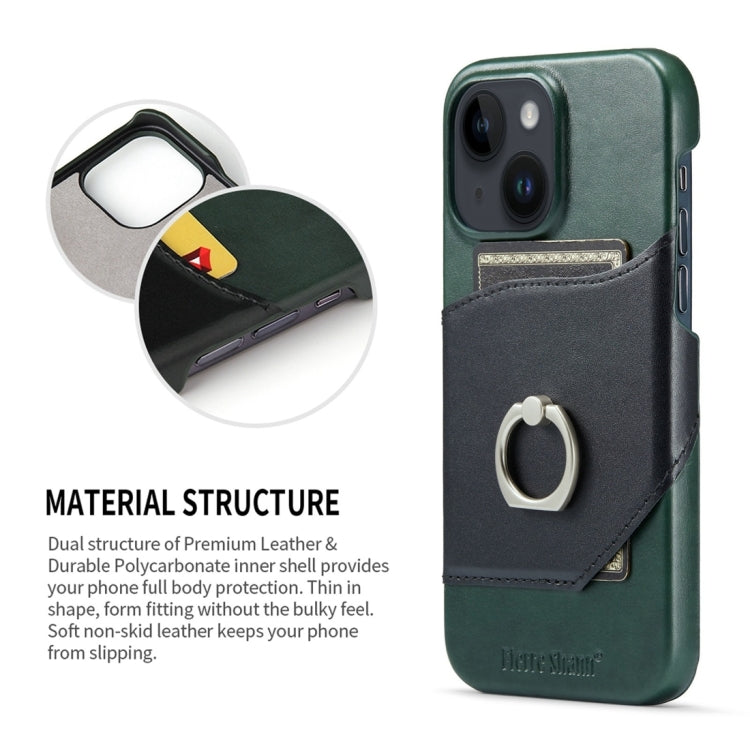 For iPhone 15 Fierre Shann Oil Wax Texture Genuine Leather Back Cover Phone Case(Black) - iPhone 15 Cases by FIERRE SHANN | Online Shopping UK | buy2fix