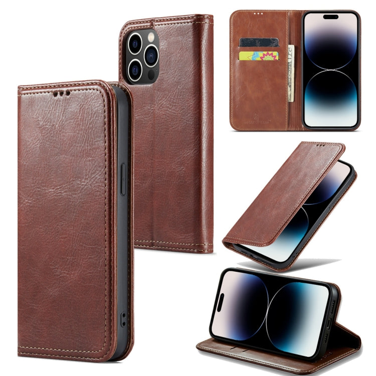 For iPhone 15 Pro Max Fierre Shann Vintage Bark Texture Wallet Leather Phone Case(Brown) by FIERRE SHANN
