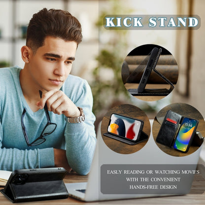 For iPhone 15 Plus Fierre Shann Vintage Bark Texture Wallet Leather Phone Case(Black) - iPhone 15 Plus Cases by FIERRE SHANN | Online Shopping UK | buy2fix