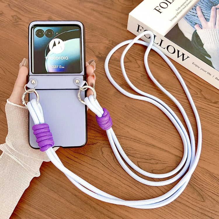 For Motorola Razr 40 Ultra Morandi Leather Texture Phone Case With Lanyard(Blue) by buy2fix