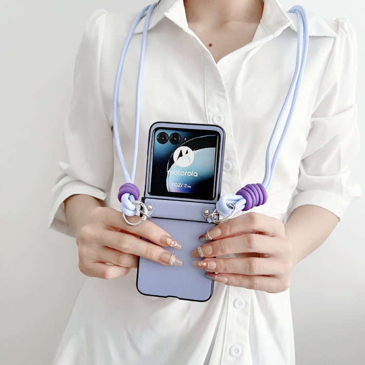 For Motorola Razr 40 Ultra Morandi Leather Texture Phone Case With Lanyard(Blue) by buy2fix