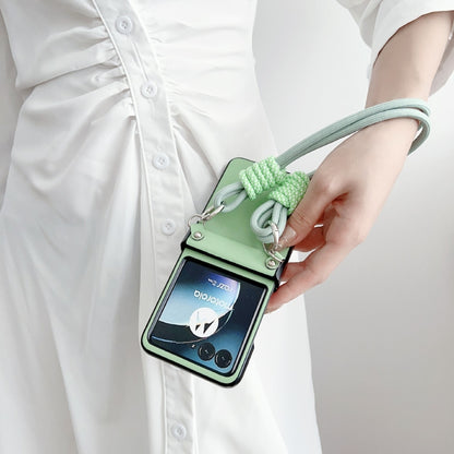 For Motorola Razr 40 Ultra Morandi Leather Texture Phone Case With Strap(Green) by buy2fix