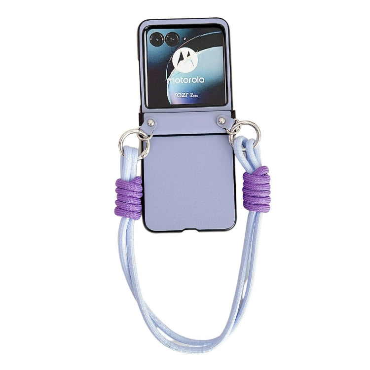 For Motorola Razr 40 Ultra Morandi Leather Texture Phone Case With Strap(Blue) by buy2fix