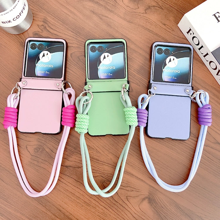 For Motorola Razr 40 Ultra Morandi Leather Texture Phone Case With Strap(Pink) by buy2fix