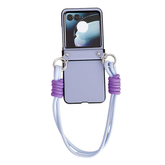 For Motorola Razr 50 Morandi Leather Texture Phone Case With Strap(Blue) by buy2fix