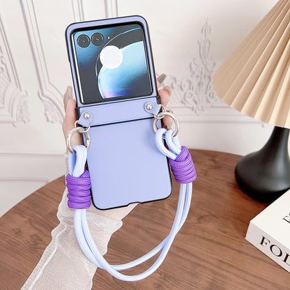 For Motorola Razr 50 Morandi Leather Texture Phone Case With Strap(Blue) by buy2fix