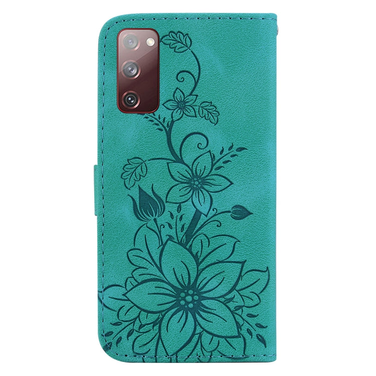 For Samsung Galaxy S20 FE 4G / 5G Lily Embossed Leather Phone Case(Green) by buy2fix