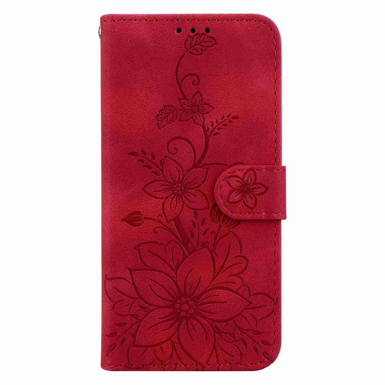 For Samsung Galaxy Note20 Lily Embossed Leather Phone Case(Red) by buy2fix