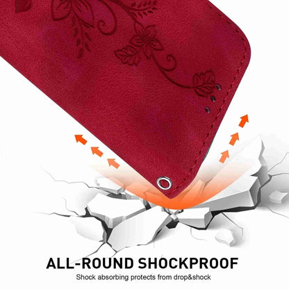 For Samsung Galaxy Note20 Lily Embossed Leather Phone Case(Red) by buy2fix