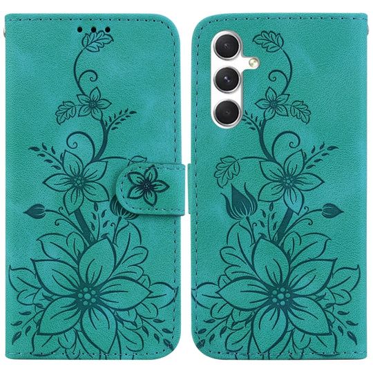 For Samsung Galaxy S24 5G Lily Embossed Leather Phone Case(Green)
