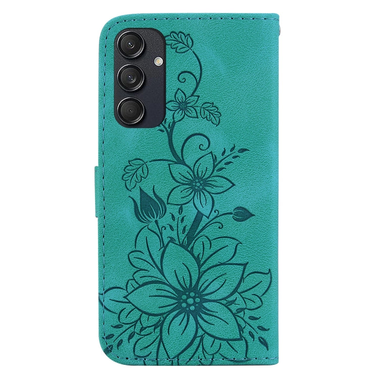 For Samsung Galaxy M55 Lily Embossed Leather Phone Case(Green) by buy2fix