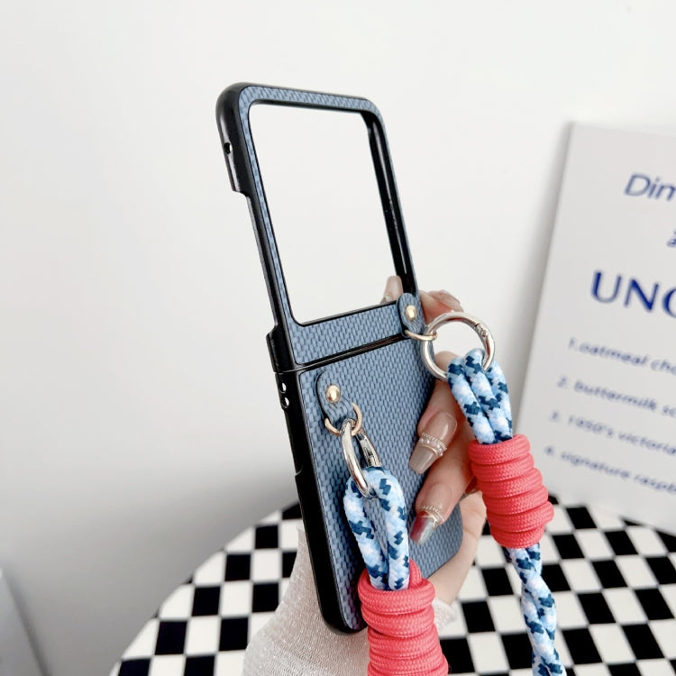 For Motorola Razr 40 Ultra Woven Texture Phone Case With Lanyard(Blue) by buy2fix