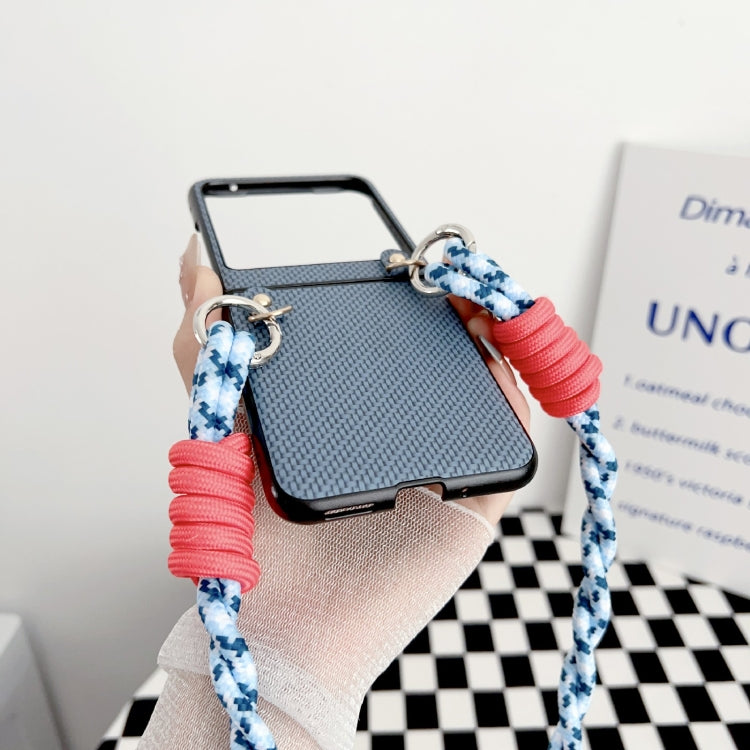 For Motorola Razr 40 Ultra Woven Texture Phone Case With Lanyard(Brown) by buy2fix