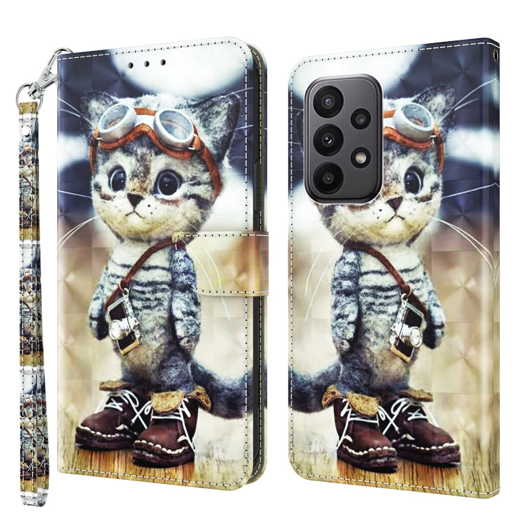For Samsung Galaxy A25 5G 3D Painted Leather Phone Case(Naughty Cat) by buy2fix