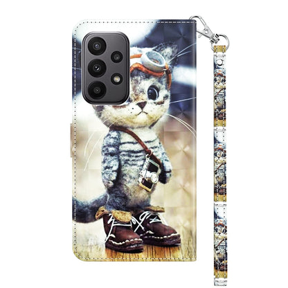 For Samsung Galaxy A25 5G 3D Painted Leather Phone Case(Naughty Cat) by buy2fix
