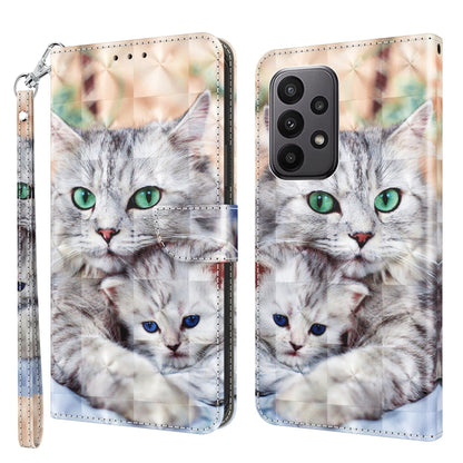 For Samsung Galaxy A25 5G 3D Painted Leather Phone Case(Two Loving Cats) by buy2fix