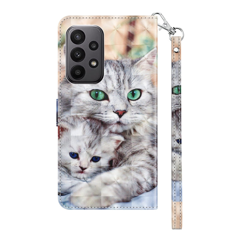For Samsung Galaxy A25 5G 3D Painted Leather Phone Case(Two Loving Cats) by buy2fix