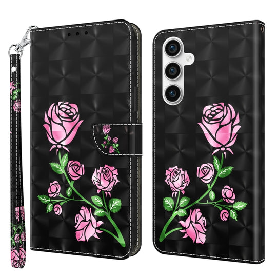 For Samsung Galaxy S23 FE 5G 3D Painted Leather Phone Case(Rose)