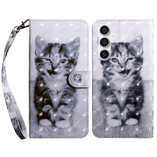 For Samsung Galaxy S23 FE 5G 3D Painted Leather Phone Case(Smile Cat)