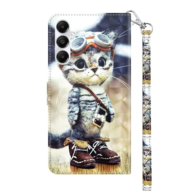 For Samsung Galaxy A05s 3D Painted Leather Phone Case(Naughty Cat) by buy2fix
