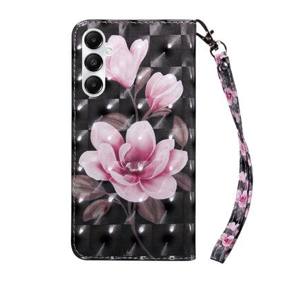 For Samsung Galaxy A05s 3D Painted Leather Phone Case(Pink Flower) by buy2fix