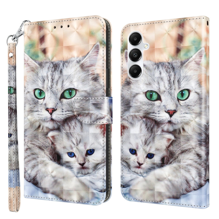 For Samsung Galaxy A15 3D Painted Leather Phone Case(Two Loving Cats) by buy2fix