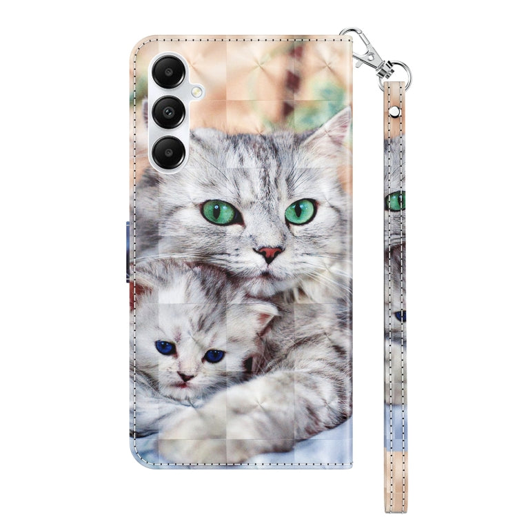 For Samsung Galaxy A15 3D Painted Leather Phone Case(Two Loving Cats) by buy2fix