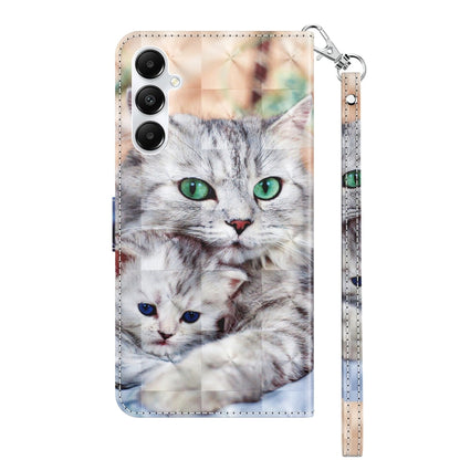 For Samsung Galaxy A15 3D Painted Leather Phone Case(Two Loving Cats) by buy2fix